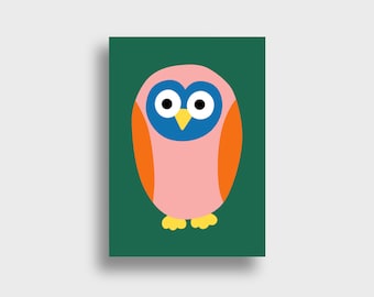 Owl — postcard, DIN A6, owl, bird