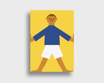 Happy Kids IX — Postcard, DIN A6, boy, blue shirt