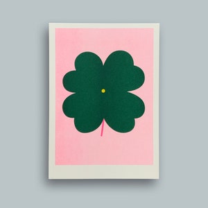 Cloverleaf – Riso Print A5, Risoprint, Risograph, Lucky Charm