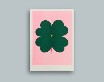 Cloverleaf – Riso Print A5, Risoprint, Risograph, Lucky Charm