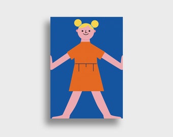 Happy Kids V — Postcard, DIN A6, girl, red dress