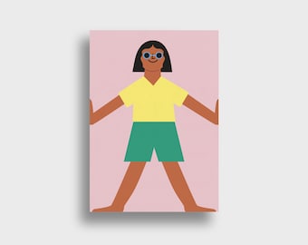 Happy Kids III — Postcard, DIN A6, Girl, Sunglasses