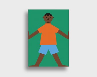 Happy Kids II — Postcard, DIN A6, Boy, Shorts