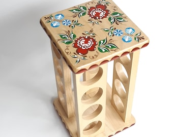 Support à épices rotatif en bois, porte-épices, peint à la main dans le style folklorique russe Gorodets