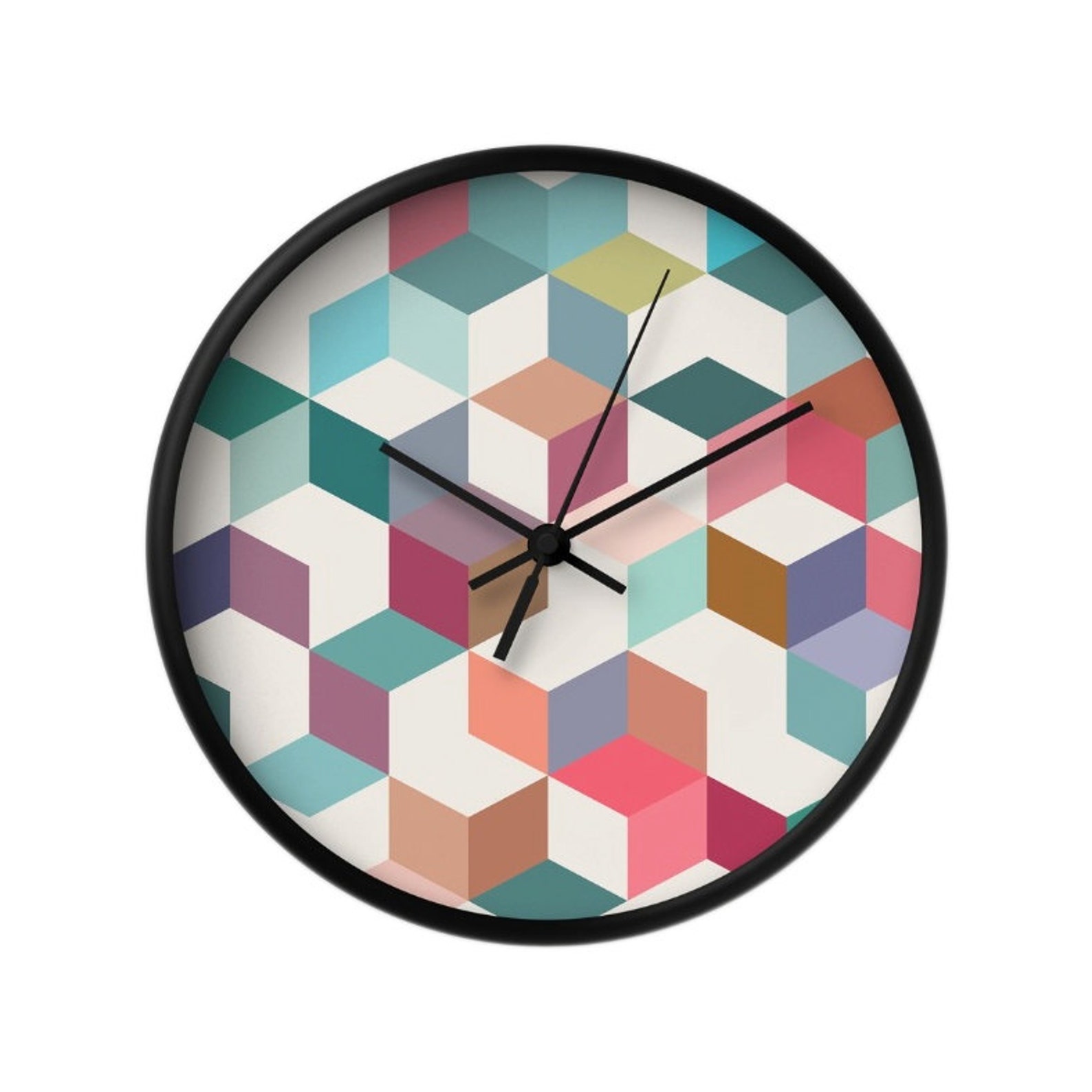 Geometric Wall Clock Mid Century Design Wall Clock Mid Century Etsy UK