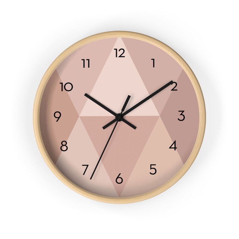 Blush Pink Nursery Clock Pink Geometric Wall Clock Midcentury Etsy