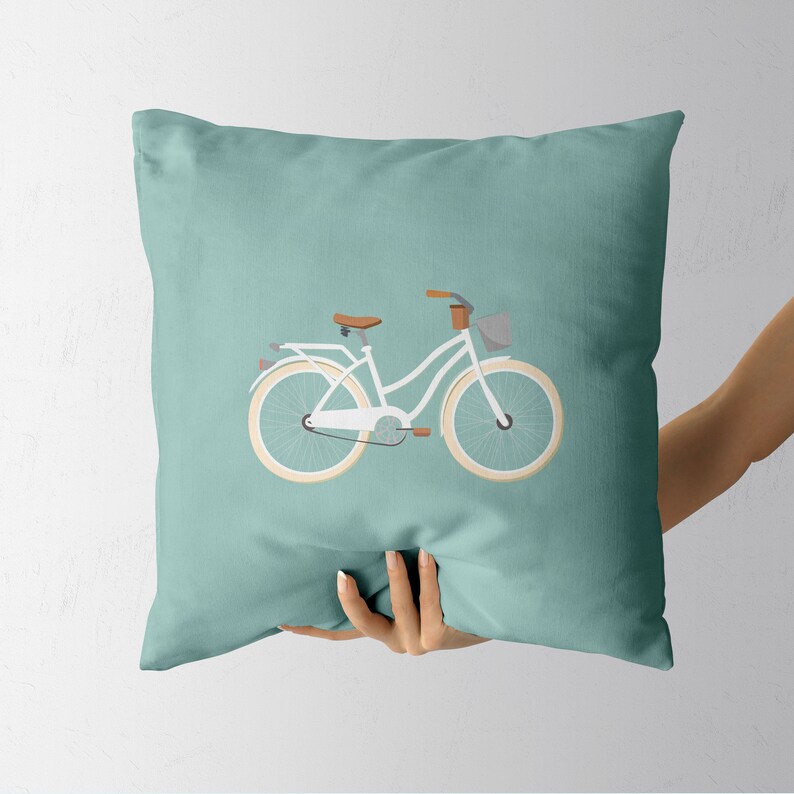 Nursery pillow Nursery cushion Bike pillow Mint Cushion Cover Mint pillow Bike pillow vintage bike mint pillow mint cushion retro pillow
