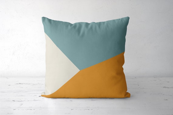 orange geometric cushion cover teal Teal pillow cover | Etsy