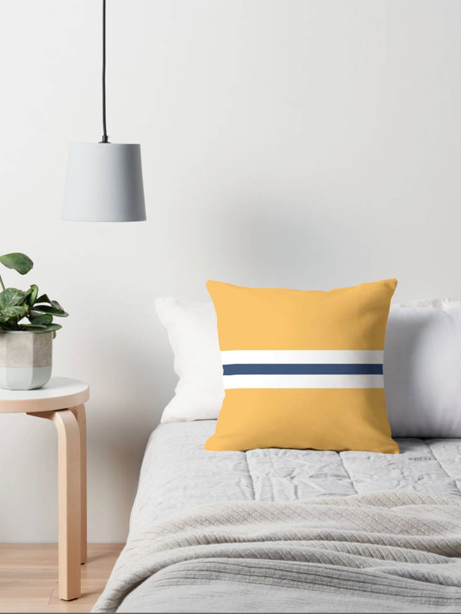 Yellow and Navy Blue Pillow. Nautical Decor. Navy Blue and Etsy