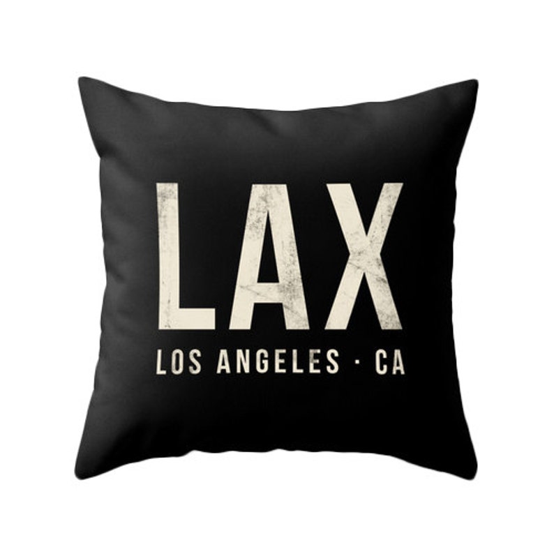 Los Angeles airport pillow black home decor lax throw pillow Etsy