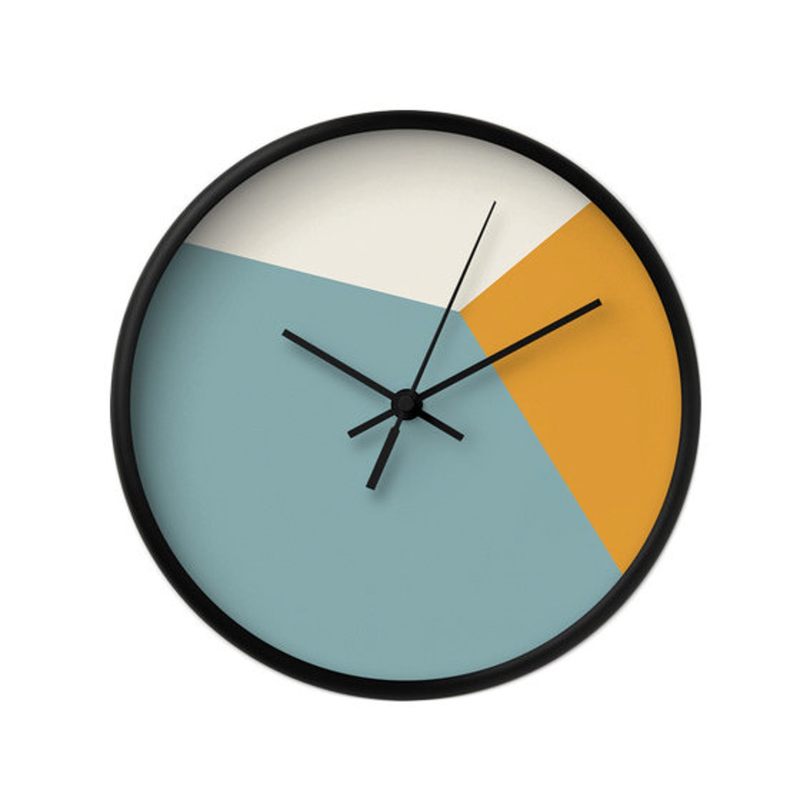 Teal Wall Clock Geometric Wall Clock Housewarming Gift Etsy