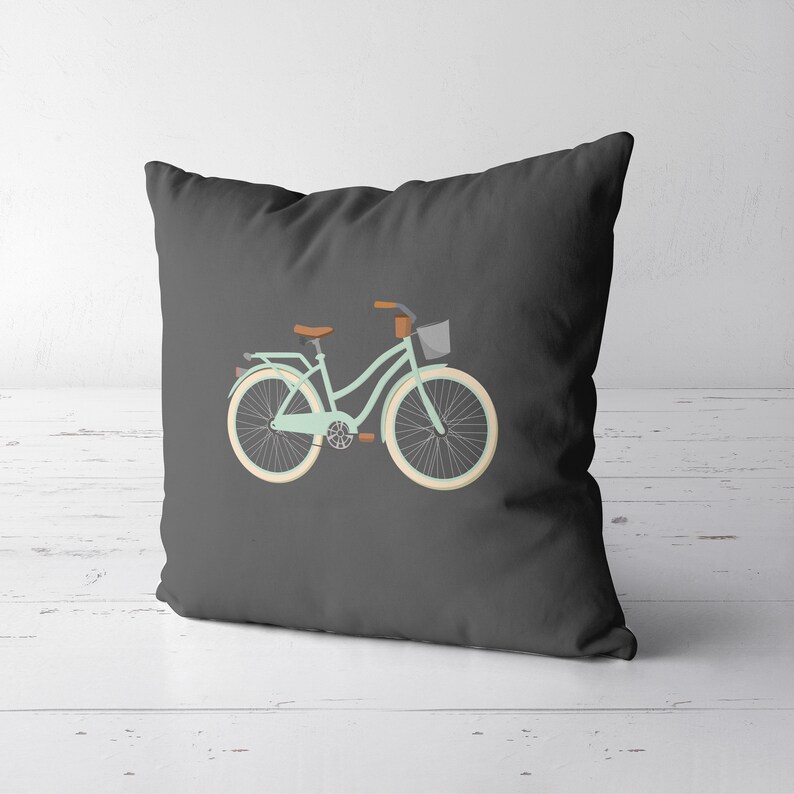 Nursery pillow Nursery cushion Bike pillow Mint Cushion Cover Mint pillow Bike pillow vintage bike mint pillow mint cushion retro pillow