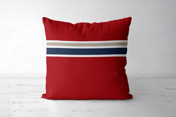 Nautical pillow Red with stripes navy 