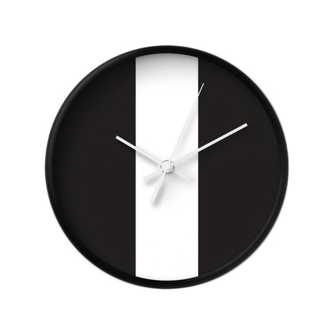 Black and White Wall Clock Black Wall Clock Black and White Etsy