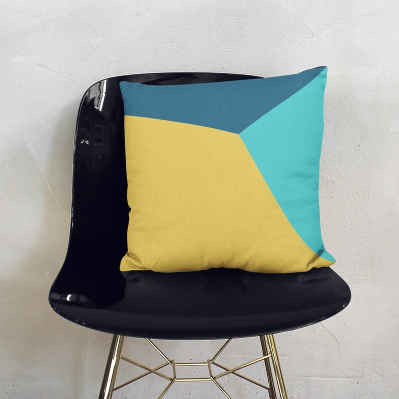 Teal and Yellow Cushion Cover Teal and Yellow Throw Pillow Etsy