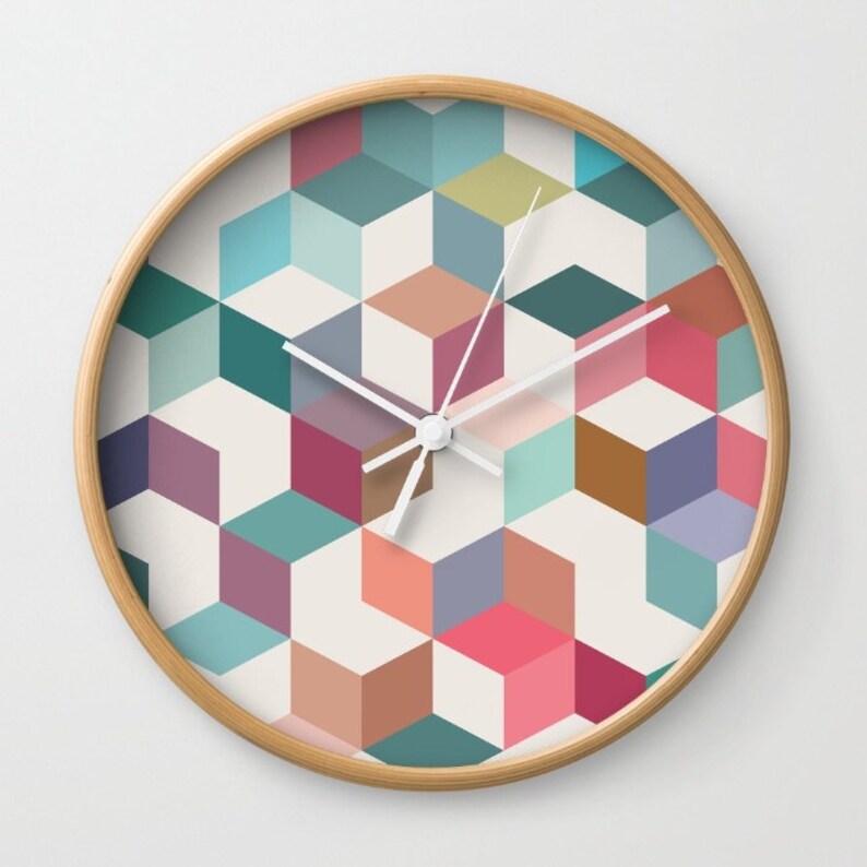 Geometric Wall Clock Mid Century Design Wall Clock Mid Century Etsy UK