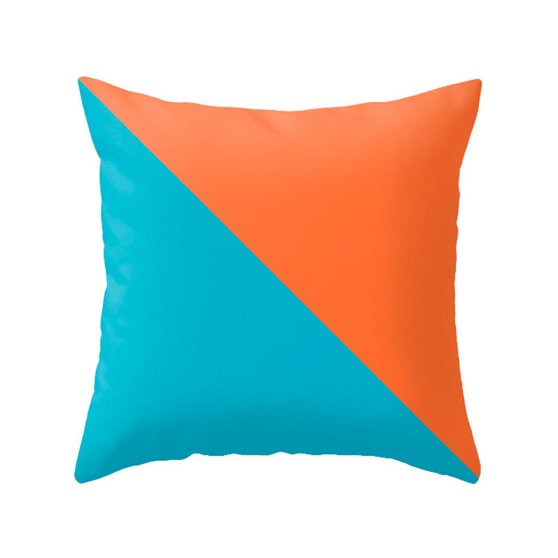 Blue and orange geometric pillow. Blue throw pillow blue Mid Etsy