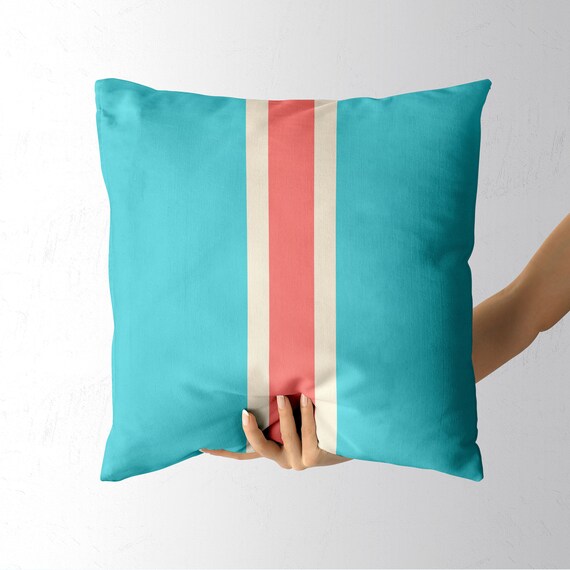 Turquoise Pillow Stripes Pillow Turquoise Throw Pillow Etsy