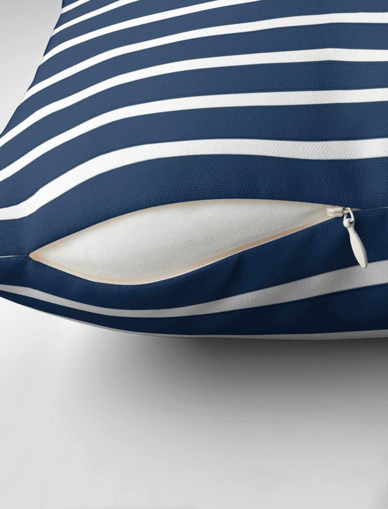 Navy Blue and White Striped Throw Pillow Navy Blue Stripes Etsy