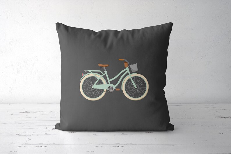 Nursery pillow Nursery cushion Bike pillow Mint Cushion Cover Mint pillow Bike pillow vintage bike mint pillow mint cushion retro pillow