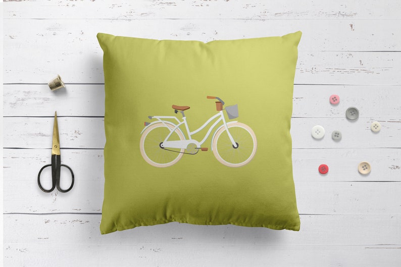 Nursery pillow Nursery cushion Bike pillow Mint Cushion Cover Mint pillow Bike pillow vintage bike mint pillow mint cushion retro pillow