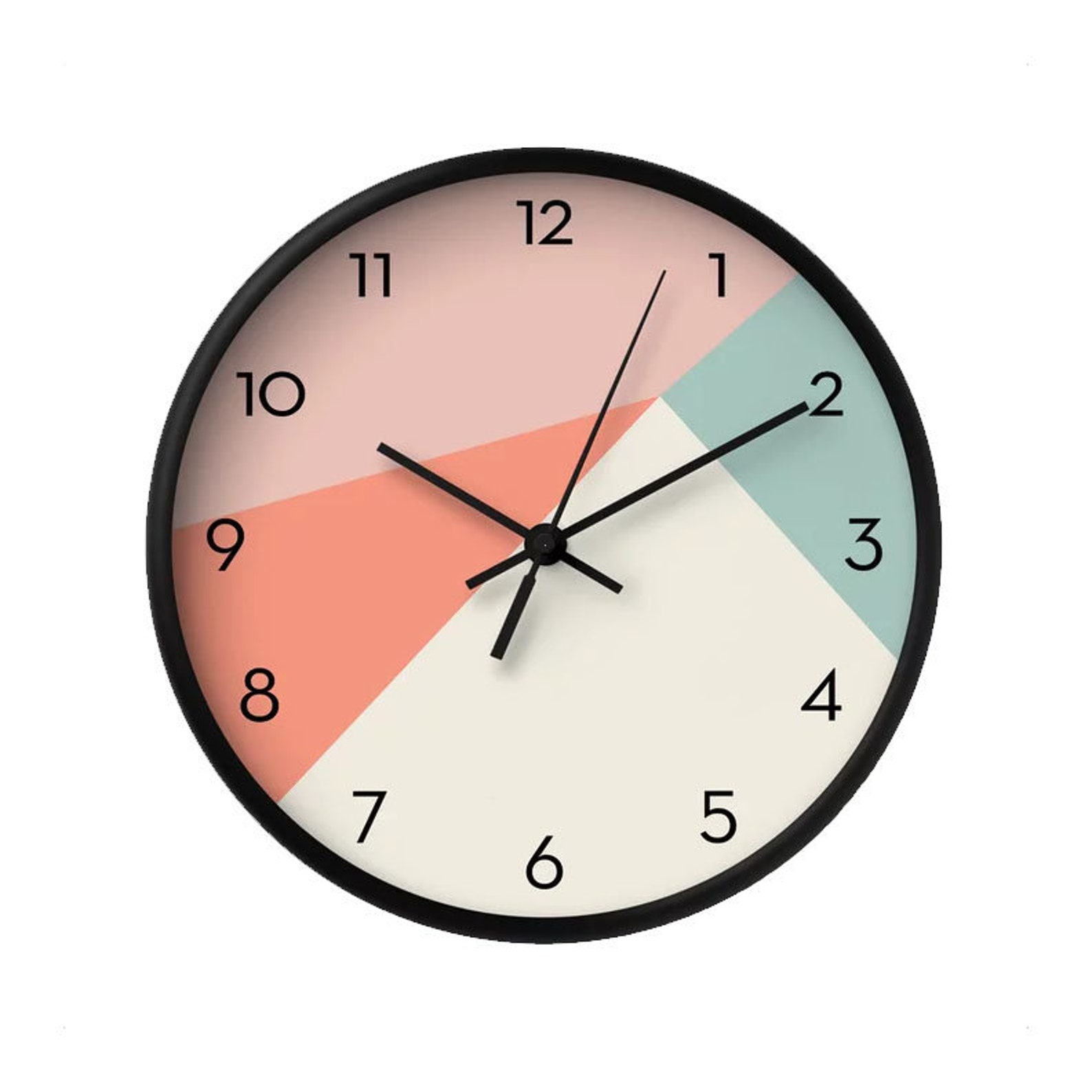 Pink Wall Clock. Pink Wall Decor. Geometric Clock. Mint Clock Etsy