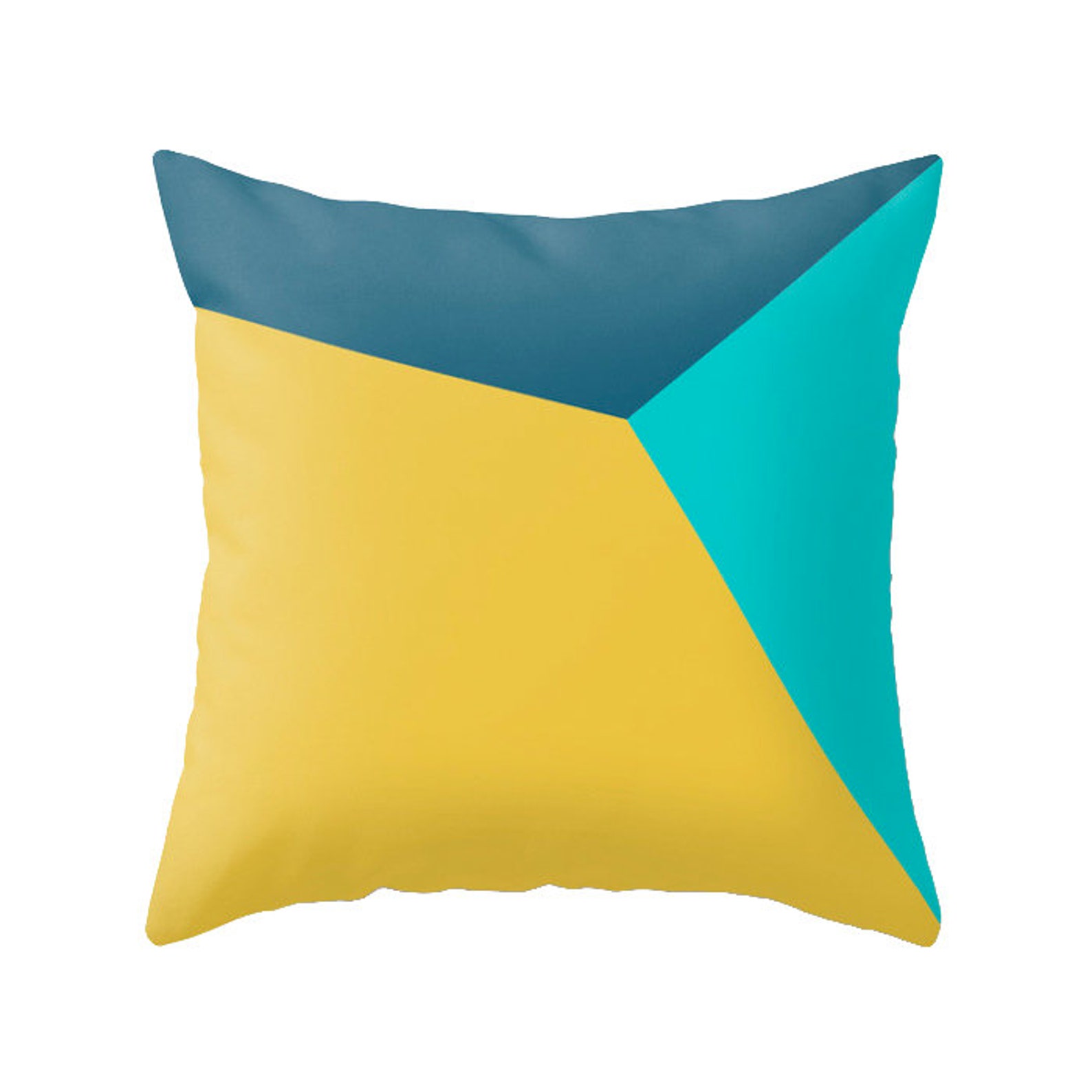 Teal and Yellow Cushion Cover Teal and Yellow Throw Pillow Etsy