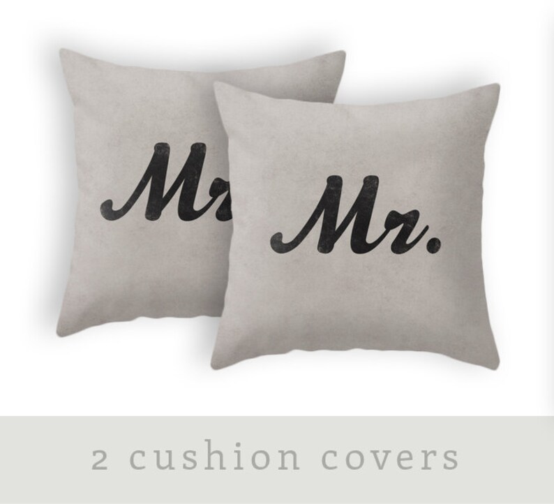 2 Decorative Pillows Mr. and Mrs. Throw Pillow Mr and Mrs Etsy