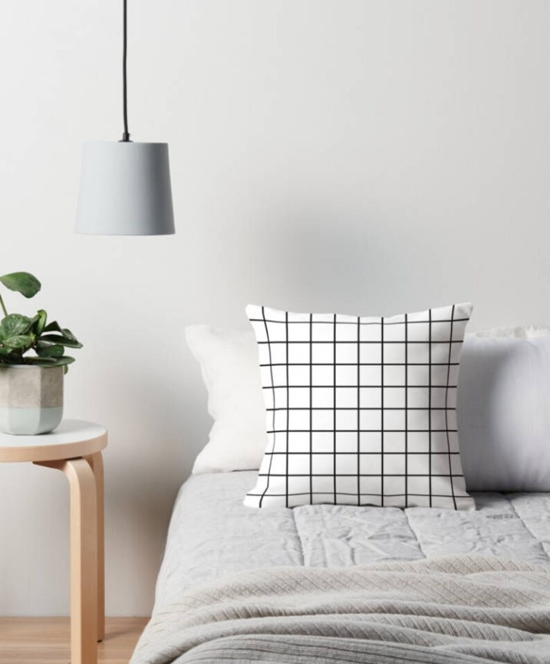 Grid Pillow Grid Cushion Grid Decor Geometric Pillow Geometric Etsy