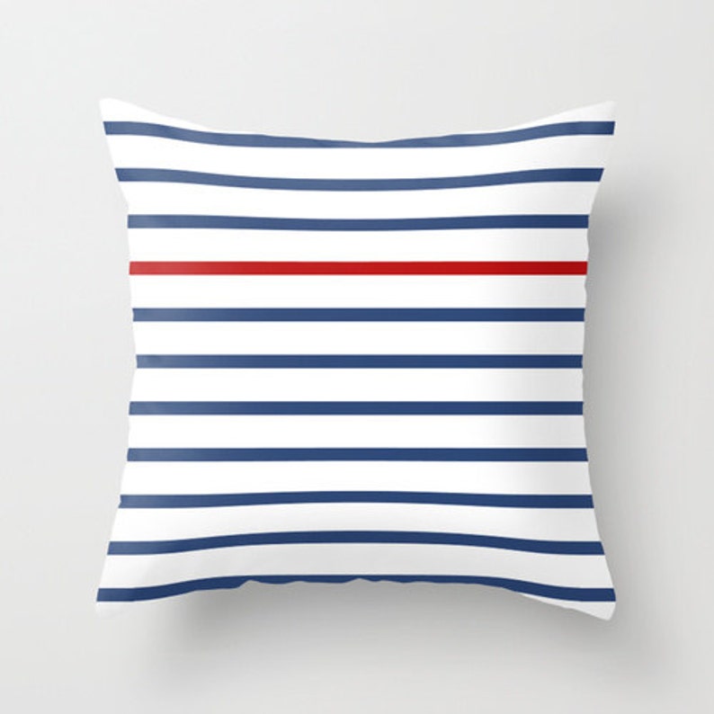 Navy blue and red striped throw pillow navy blue stripes Etsy