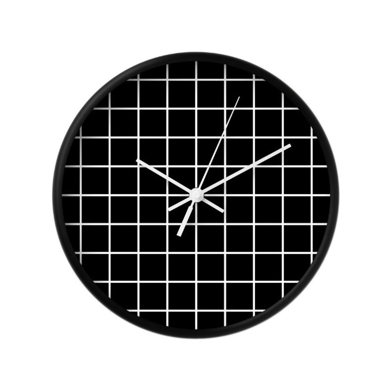 Black and white grid wall clock Abstract wall clock Etsy