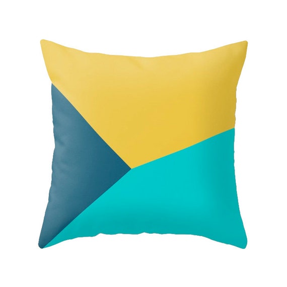 Teal and yellow cushion cover teal and Teal pillow cover | Etsy