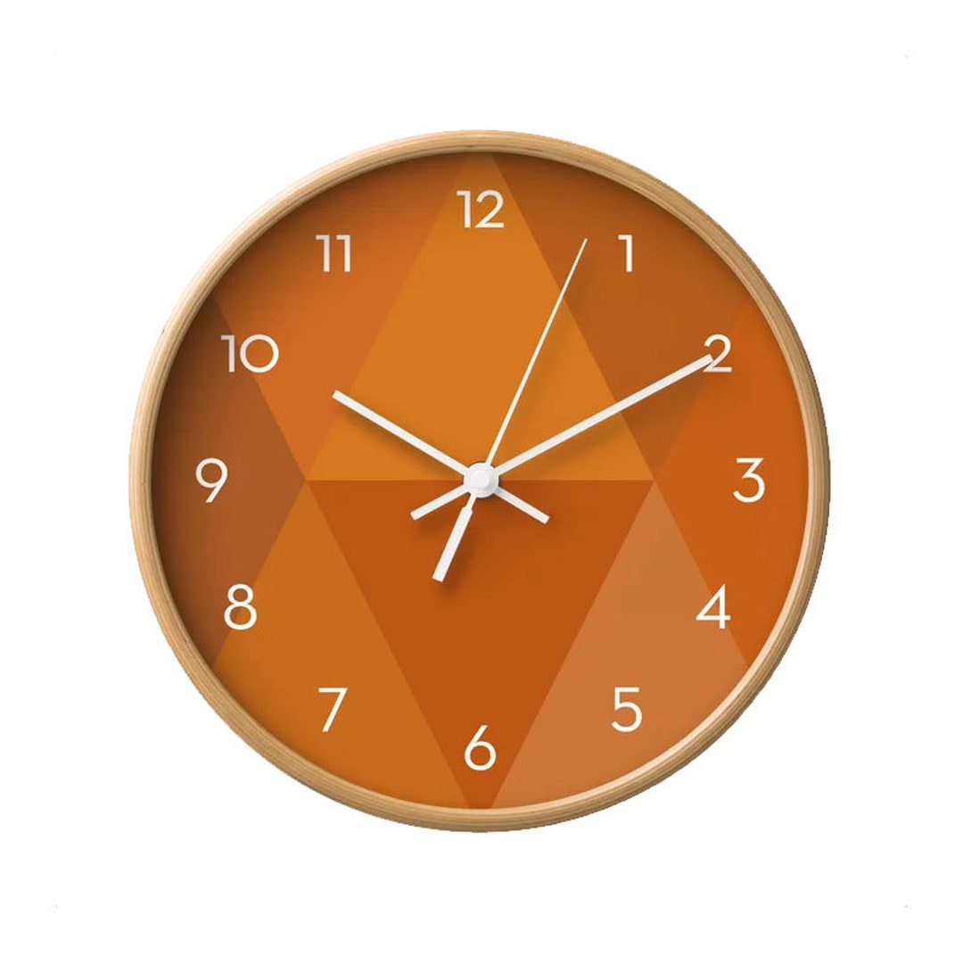 Burnt Orange Wall Clock Geometric Wall Clock Housewarming Gift Etsy UK