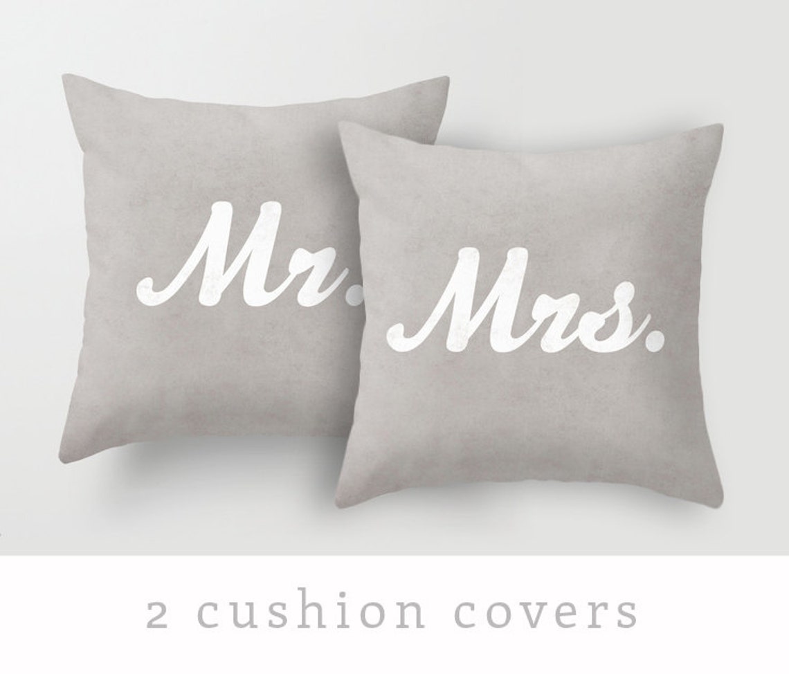 2 Decorative Pillows Mr. and Mrs. Throw Pillow Mr and Mrs Etsy