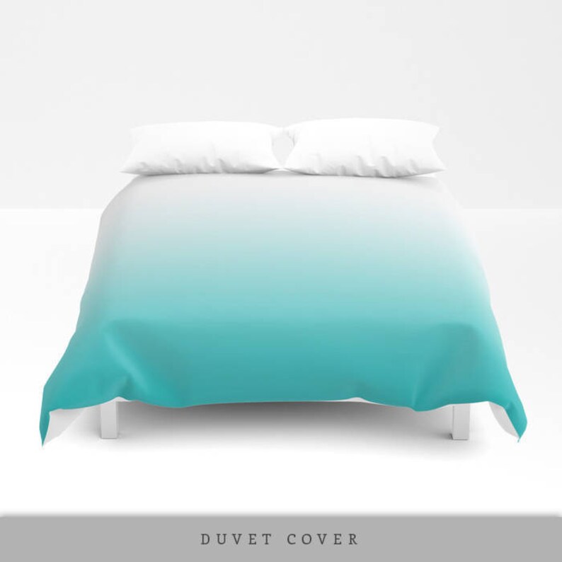 Turquoise ombre comforter Teal gradient comforter Teal bedding Etsy