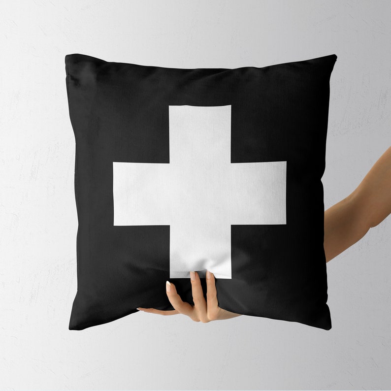 Swiss Cross Pillow Black and White Swiss Cross Pillow Black Etsy