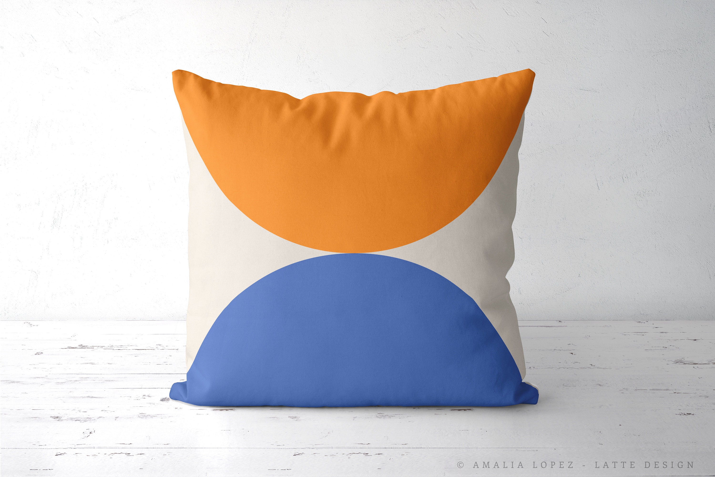 Light Orange and Blue Pillow. Light Orange Pillow Geometric Etsy UK