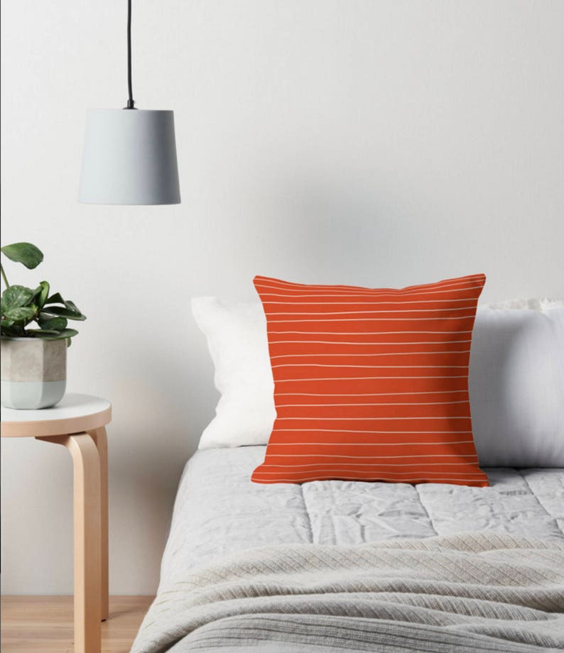 Burnt Orange pillow handmade lines orange stripes cushion dark orange pillow terracotta pillow orange cushion orange stripes pillow