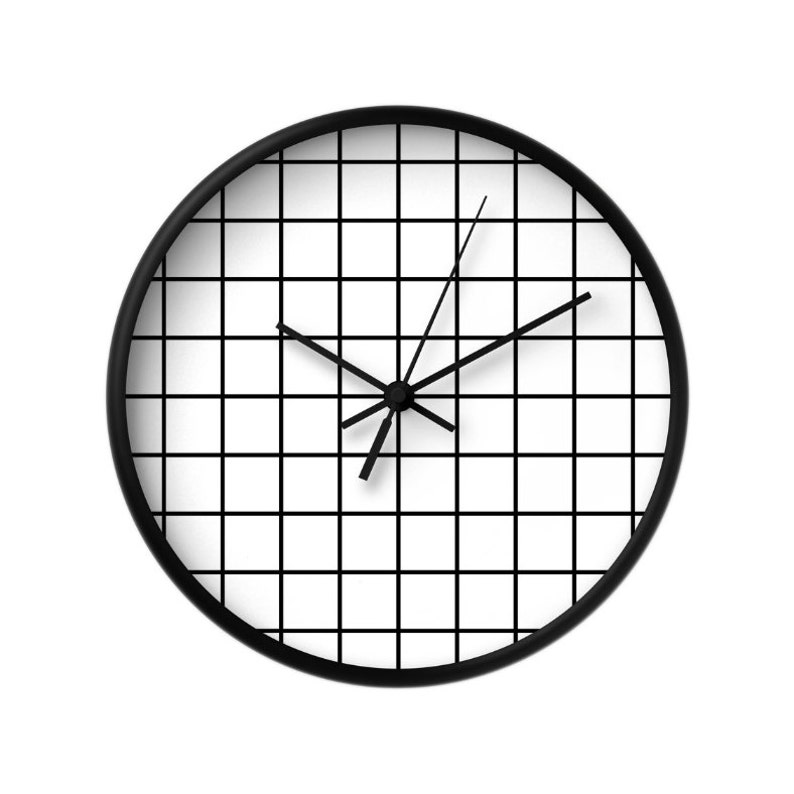 Black and white grid wall clock Abstract wall clock Etsy