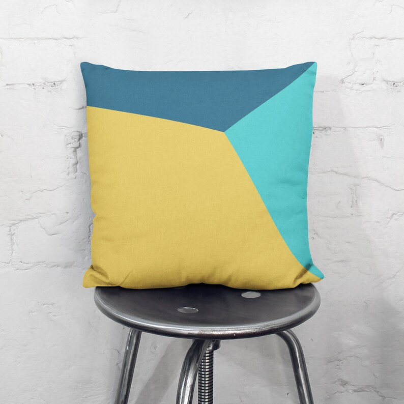 Teal and Yellow Cushion Cover Teal and Yellow Throw Pillow Etsy