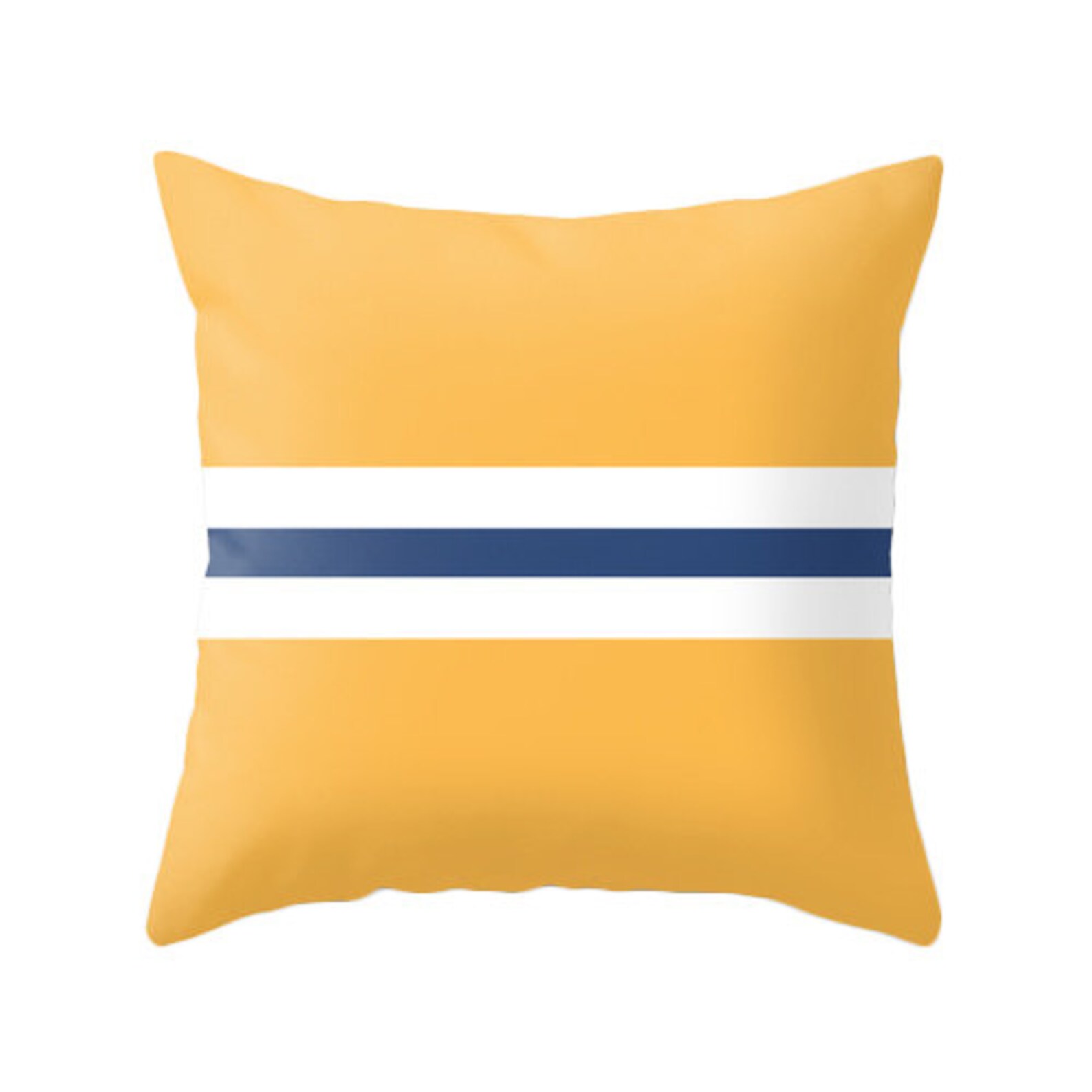Yellow and Navy Blue Pillow. Nautical Decor. Navy Blue and Etsy
