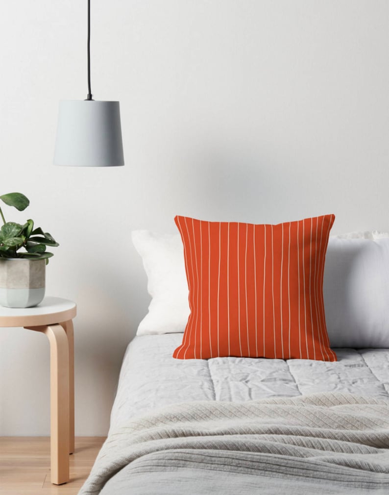 Burnt Orange pillow handmade lines orange stripes cushion dark orange pillow terracotta pillow orange cushion orange stripes pillow