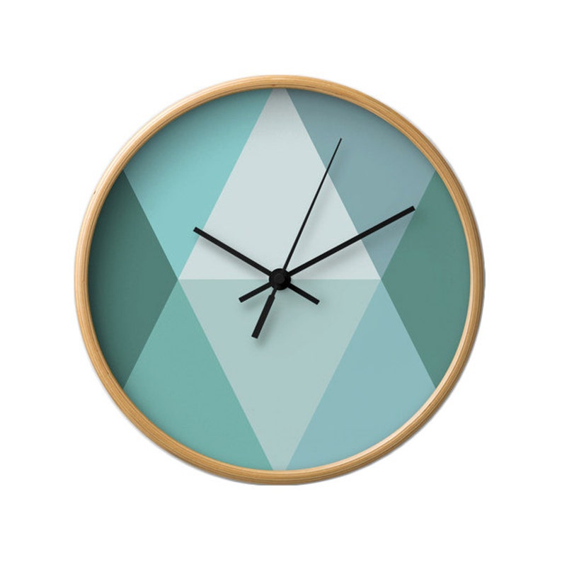 Teal Wall Clock. Teal Geometric Wall Clock. Modern Clock. Etsy