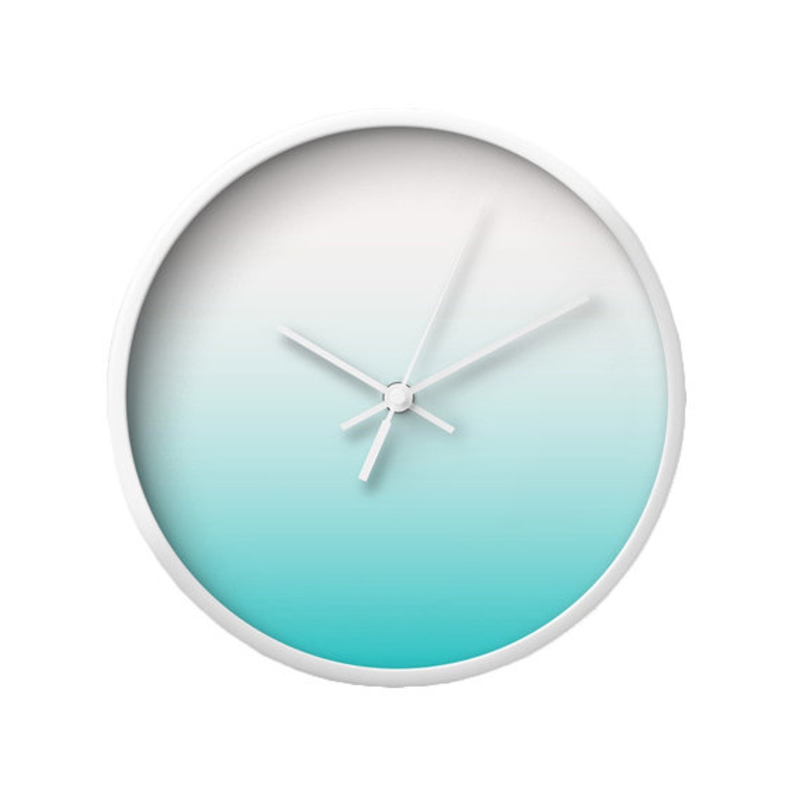 Teal Gradient Wall Clock Housewarming Gift Teal Clock Teal Etsy