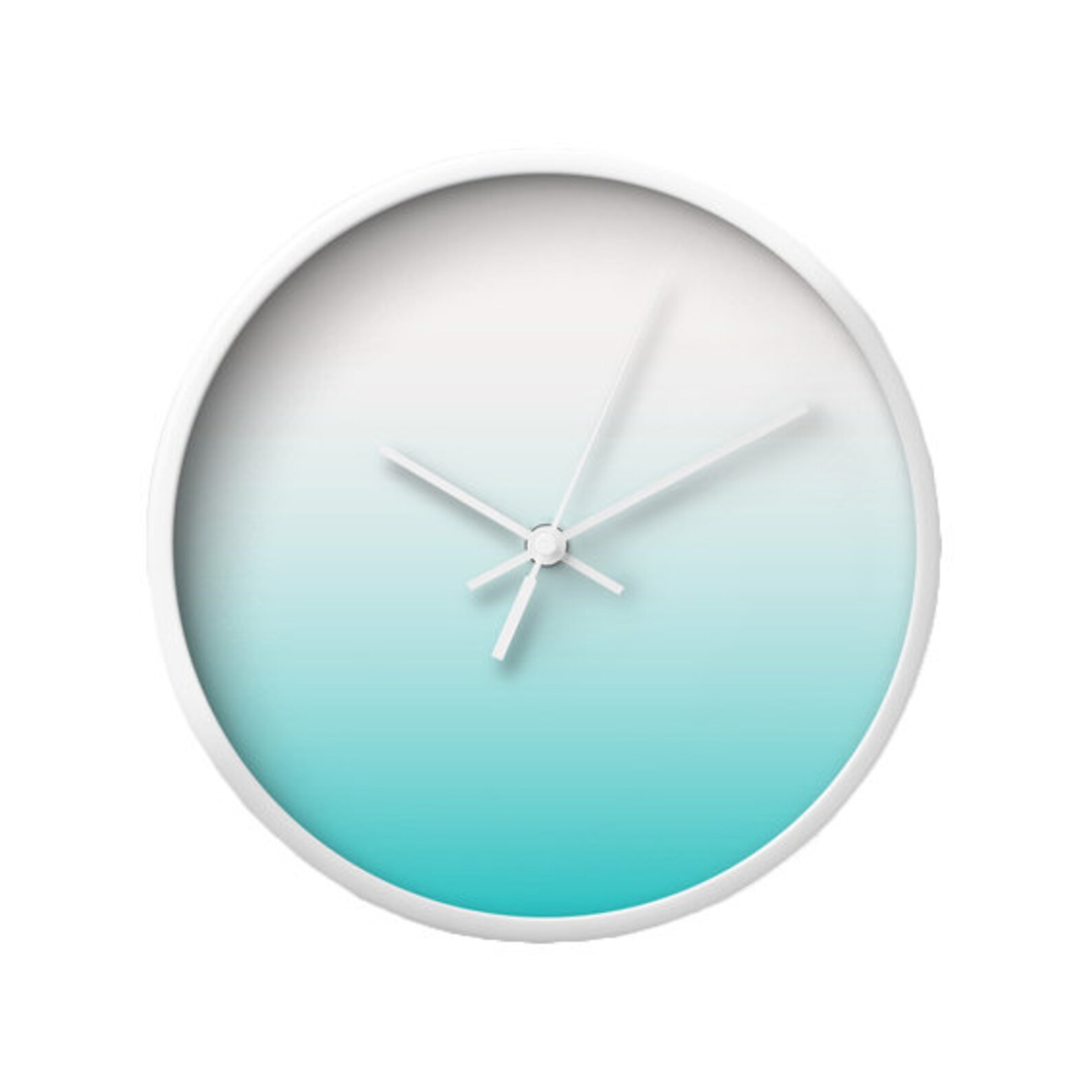 Teal Gradient Wall Clock Housewarming Gift Teal Clock Teal Etsy