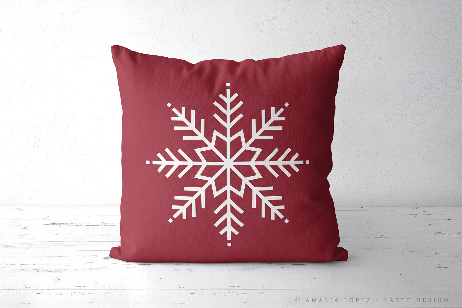 Burgundy Christmas Pillow. Snowflakes Pillow. Dark Red Etsy