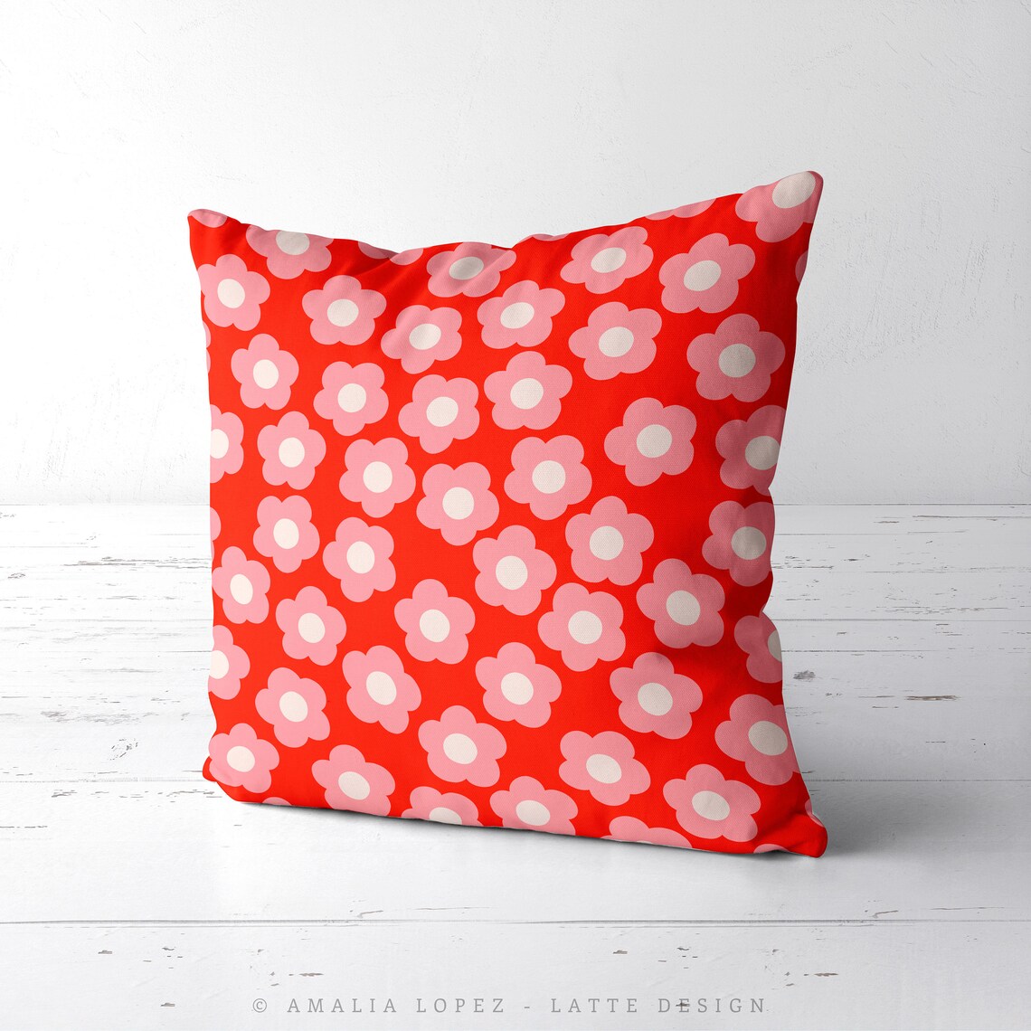 Pink Flowers Pillow Pink Flowers Cushion Modern Flower Pillow Etsy