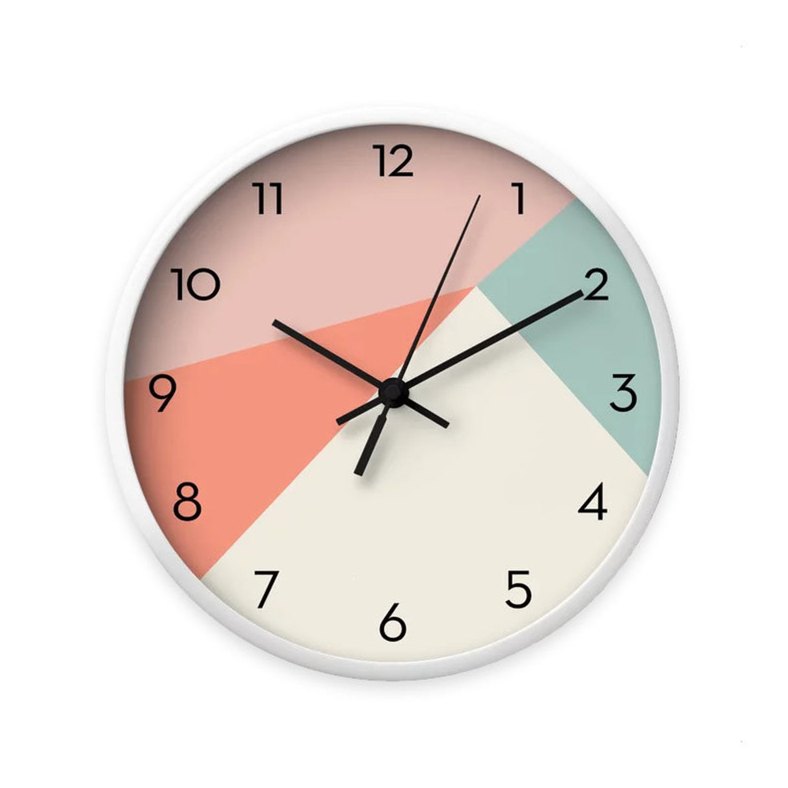Pink Wall Clock. Pink Wall Decor. Geometric Clock. Mint Clock Etsy