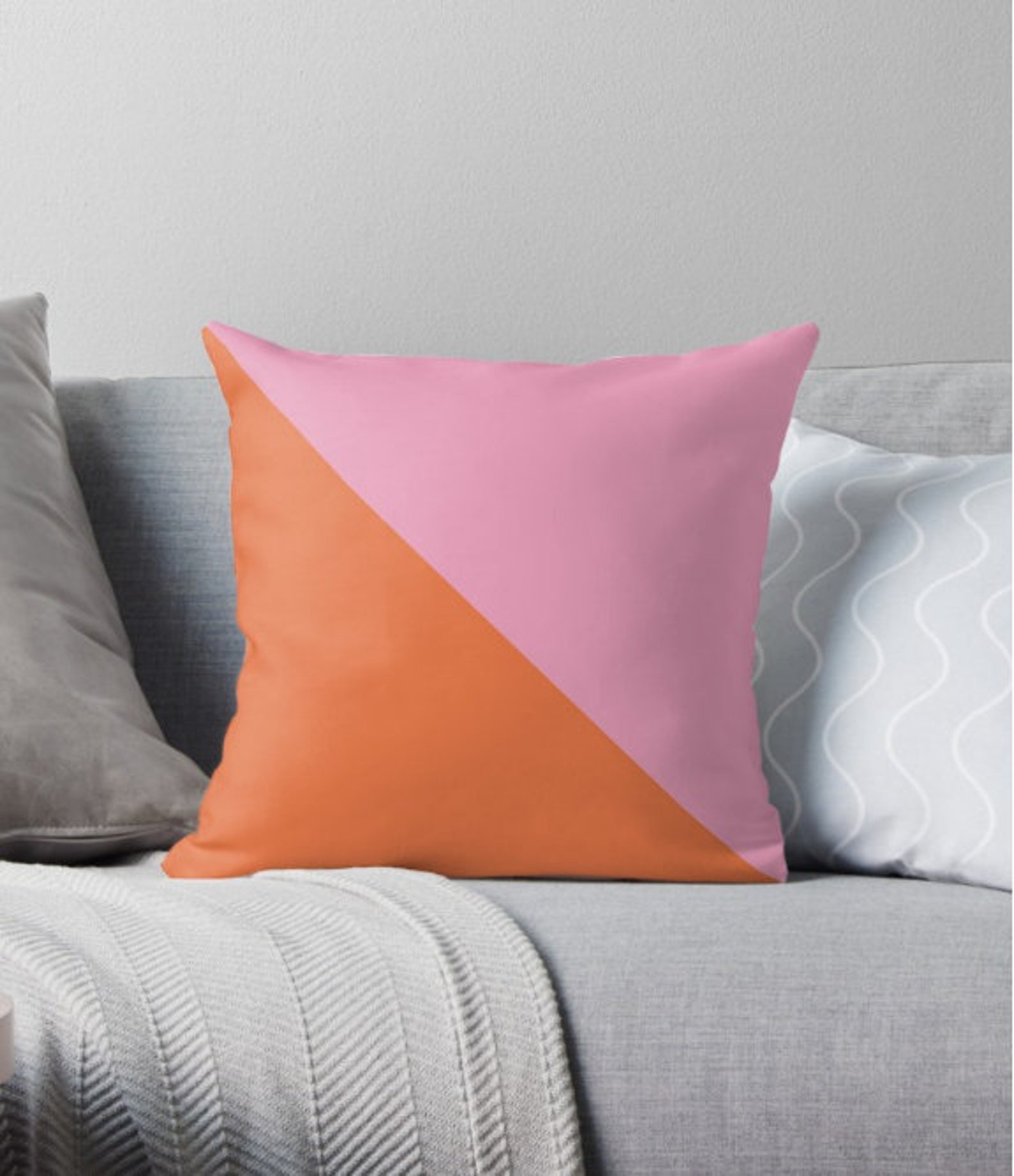 Orange and Pink Pillow. Orange Throw Pillow Orange Mid Century Etsy