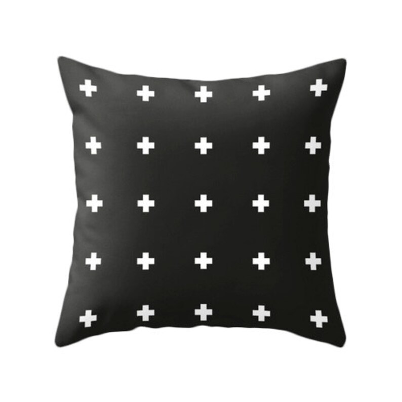 Swiss Cross Pillow Cover. Black and White Crosses Pillow Black Etsy